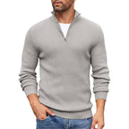 Nikolai - Men's Half-Zip Mock Neck Ribbed Knit Sweater
