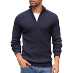 Nikolai - Men's Half-Zip Mock Neck Ribbed Knit Sweater
