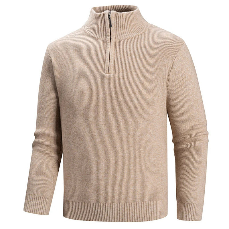 Nikolai - Men's Half-Zip Mock Neck Ribbed Knit Sweater