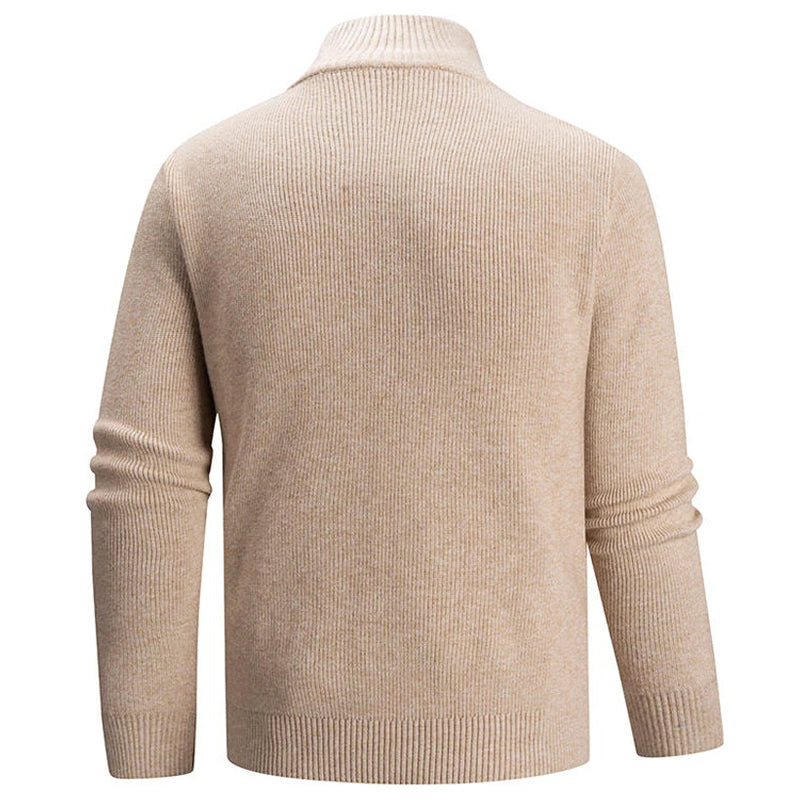 Nikolai - Men's Half-Zip Mock Neck Ribbed Knit Sweater