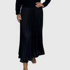 Nora - Women's Ribbed Sweater & Pleated Maxi Dress