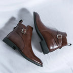 Octavian - Men's Side-Zip Chelsea Boots with Block Heel