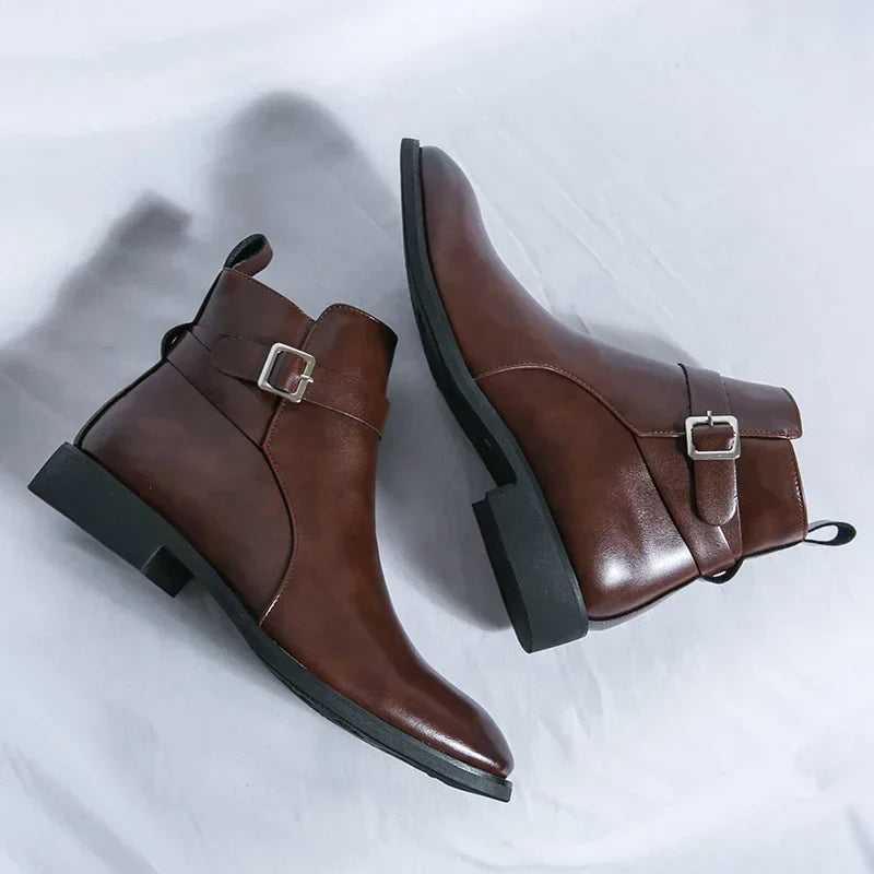 Octavian - Men's Side-Zip Chelsea Boots with Block Heel