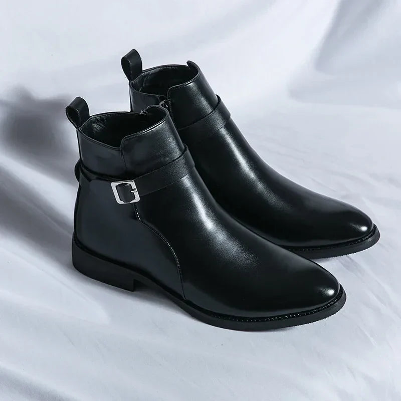 Octavian - Men's Side-Zip Chelsea Boots with Block Heel