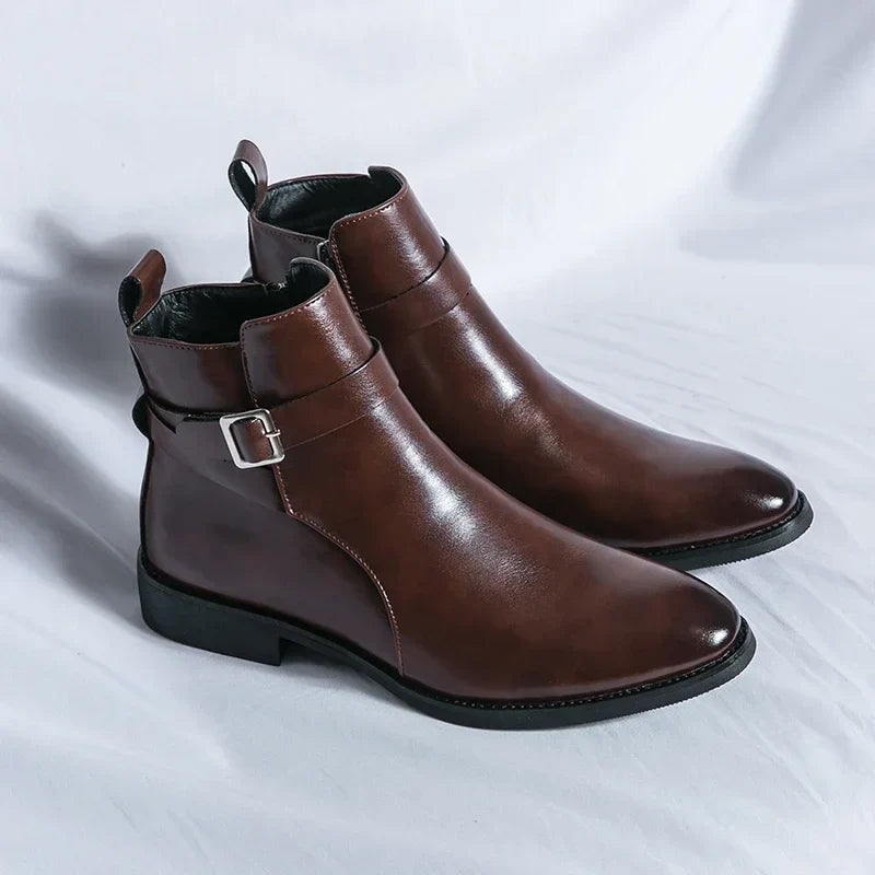 Octavian - Men's Side-Zip Chelsea Boots with Block Heel