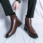 Octavian - Men's Side-Zip Chelsea Boots with Block Heel
