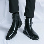 Octavian - Men's Side-Zip Chelsea Boots with Block Heel