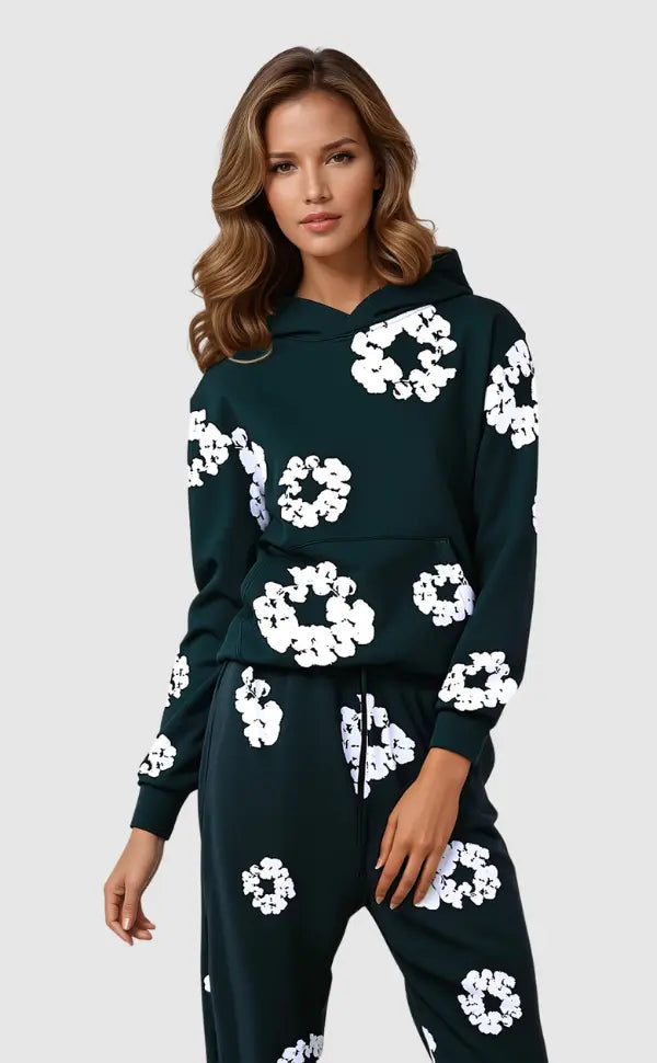 Odessa - Women's Floral Graphic Hoodie and Jogger Set