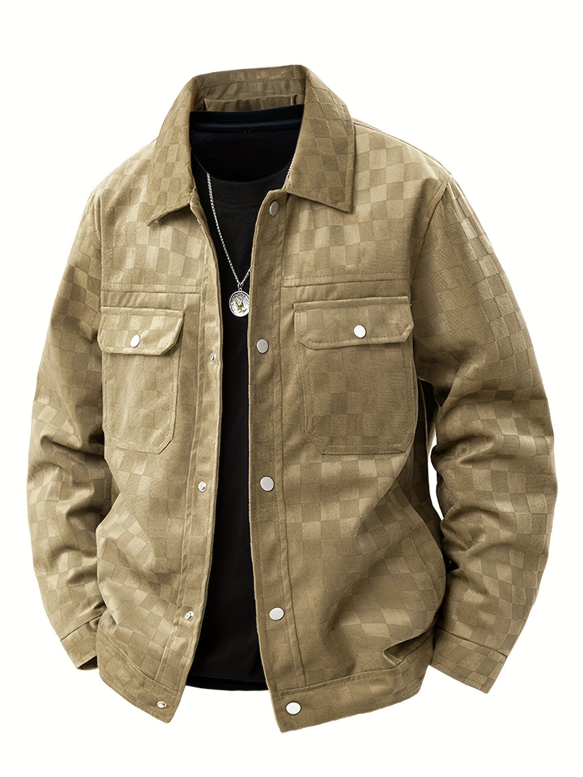 Orson - Men's Checkered Suede Jacket with Snap Cuffs