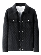 Orson - Men's Checkered Suede Jacket with Snap Cuffs