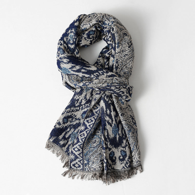 Oslo - Jacquard Woven Scarf with Fringed Hem