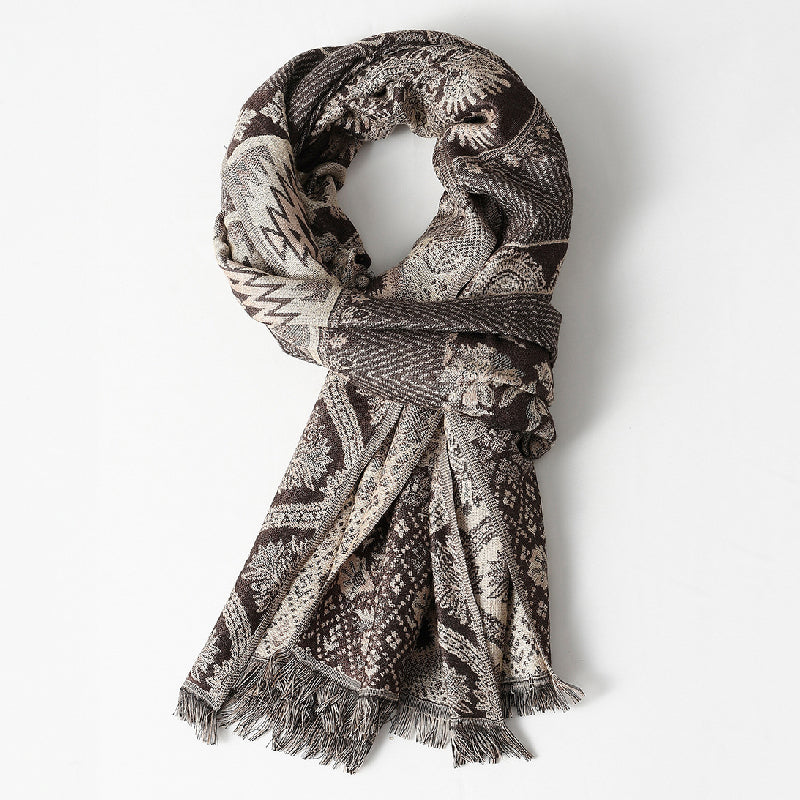 Oslo - Jacquard Woven Scarf with Fringed Hem