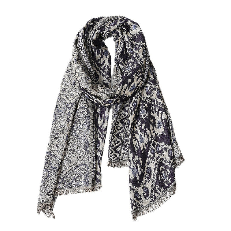 Oslo - Jacquard Woven Scarf with Fringed Hem