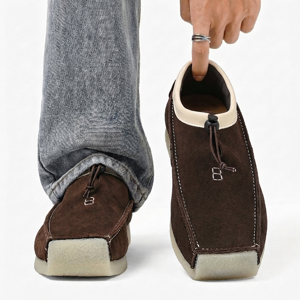 Owen - Men's Suede Loafers with Drawstring Closure