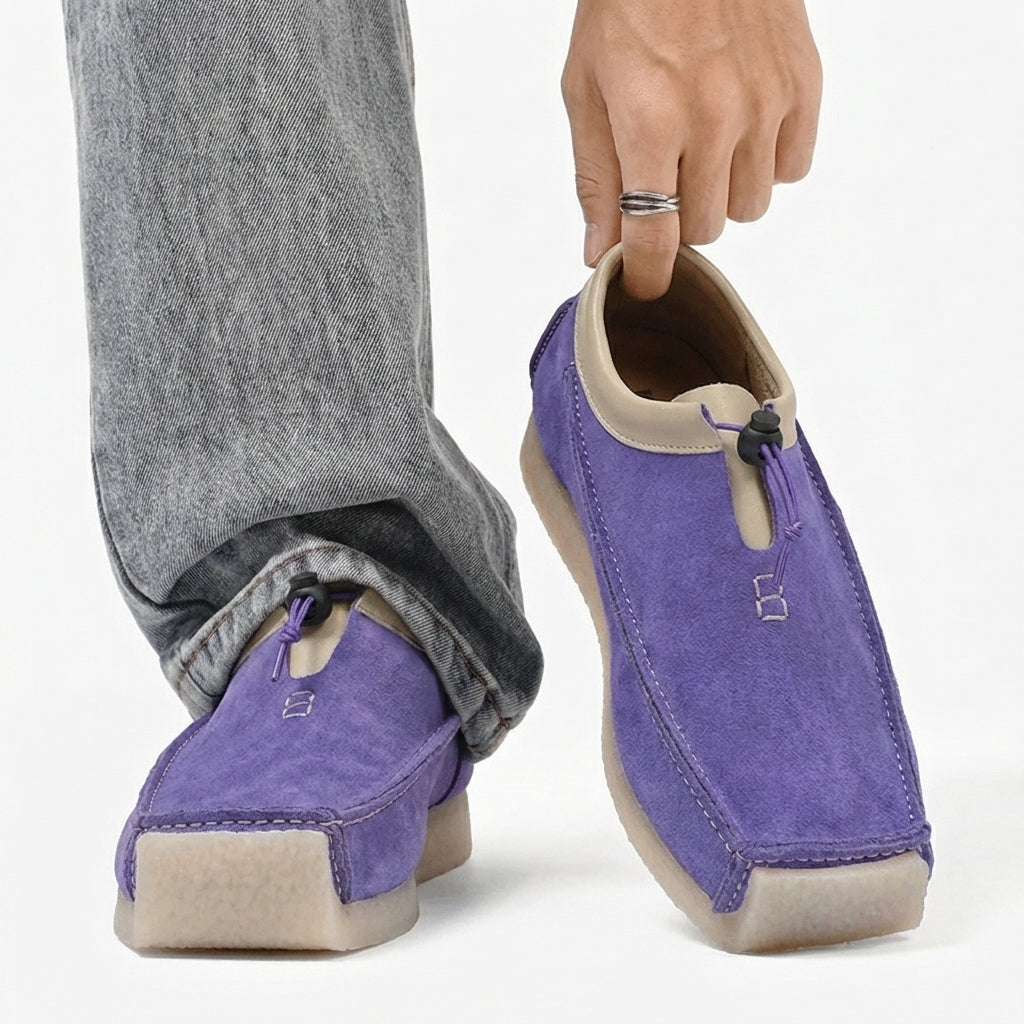 Owen - Men's Suede Loafers with Drawstring Closure
