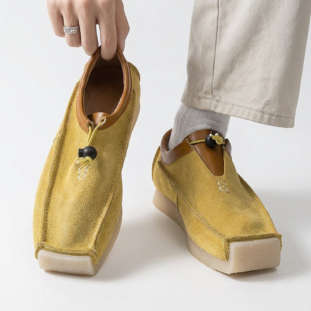 Owen - Men's Suede Loafers with Drawstring Closure