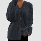 Portia - Women's Cable-Knit Button-Front Cardigan