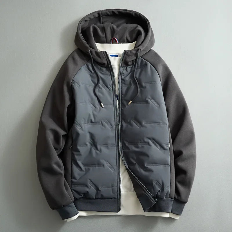 Quinlan - Men's Quilted Puffer Jacket with Drawstring Hood