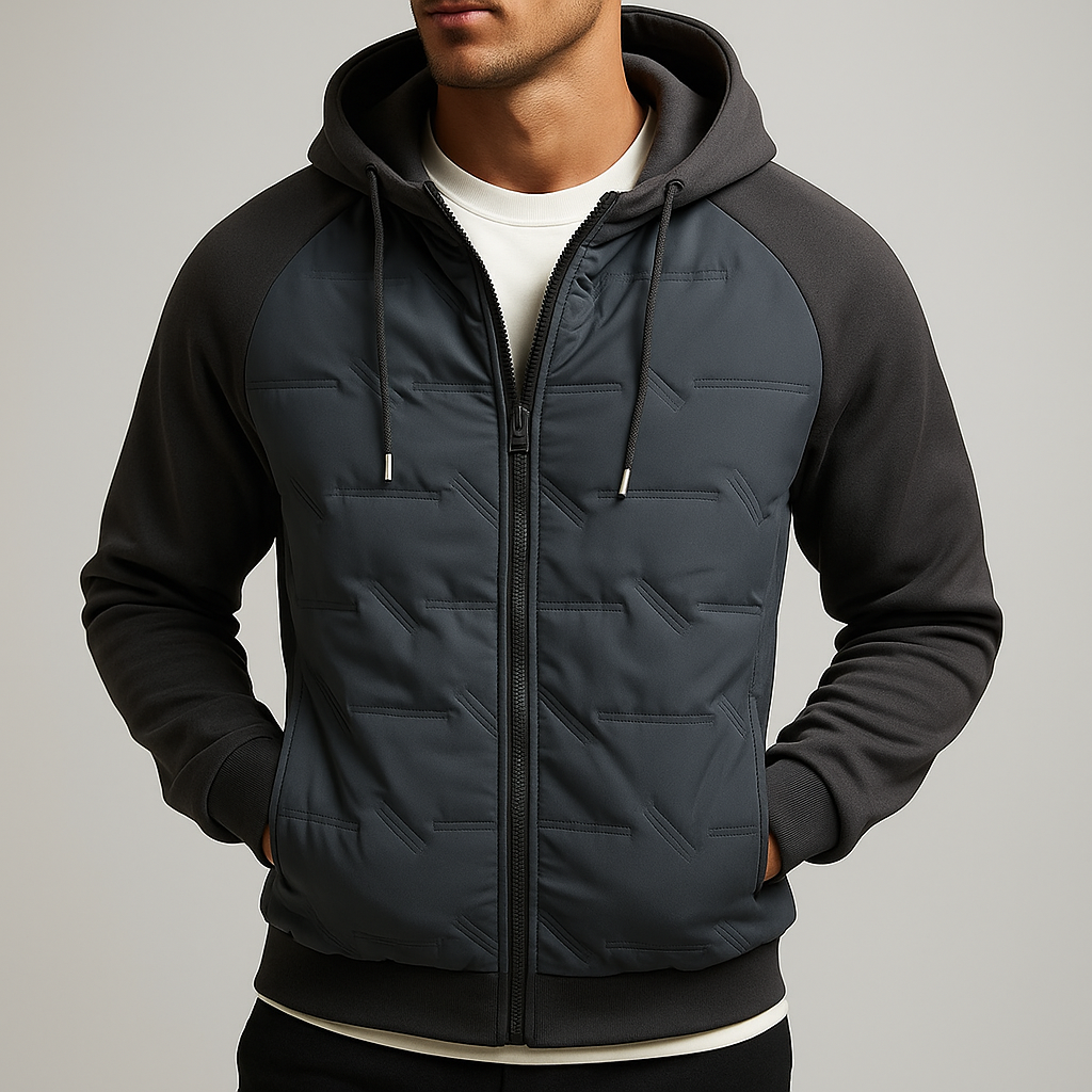 Quinlan - Men's Quilted Puffer Jacket with Drawstring Hood