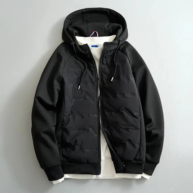 Quinlan - Men's Quilted Puffer Jacket with Drawstring Hood