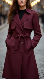 Quinley - Women's Double-Breasted Belted Trench Coat