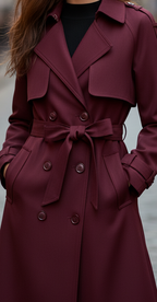 Quinley - Women's Double-Breasted Belted Trench Coat