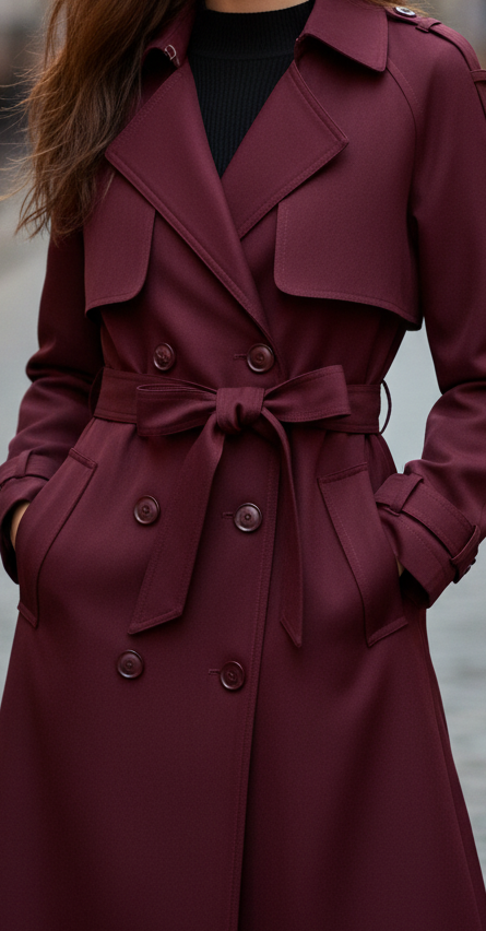 Quinley - Women's Double-Breasted Belted Trench Coat