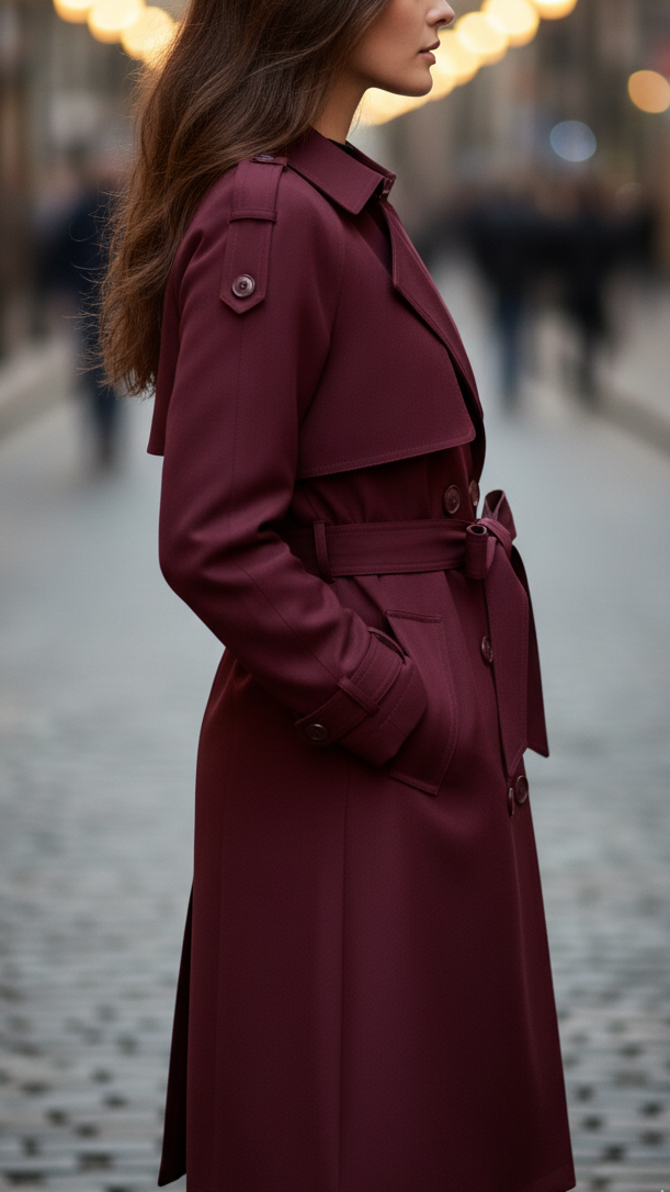 Quinley - Women's Double-Breasted Belted Trench Coat