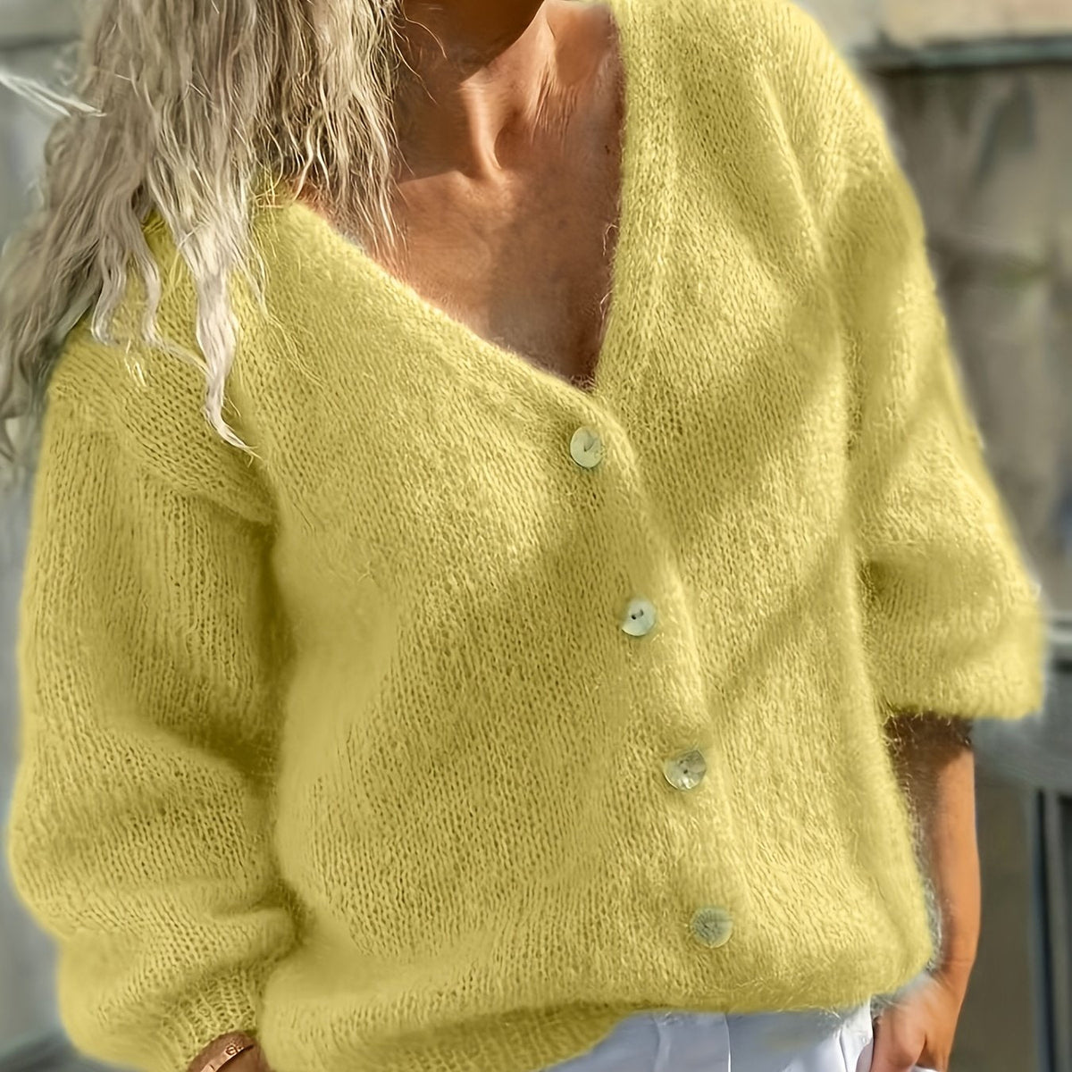 Raelyn - Women's Oversized Button-Front Cardigan