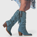Raina - Women's Fringe-Trim Suede Knee-High Boots