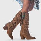 Raina - Women's Fringe-Trim Suede Knee-High Boots