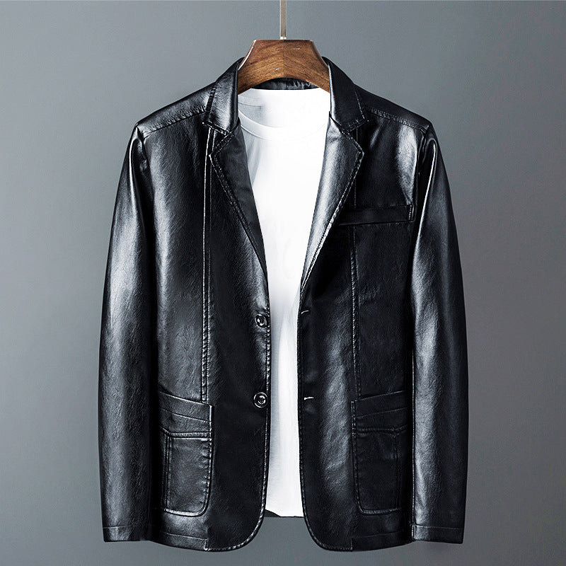 Rhodes - Men's Two-Button Leather Blazer with Notch Lapels