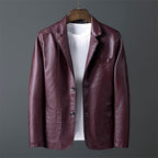 Rhodes - Men's Two-Button Leather Blazer with Notch Lapels