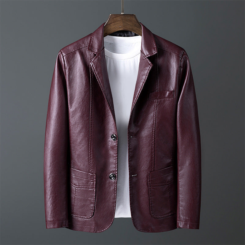 Rhodes - Men's Two-Button Leather Blazer with Notch Lapels