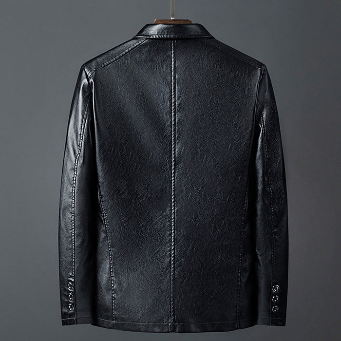 Rhodes - Men's Two-Button Leather Blazer with Notch Lapels