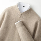Rupert - Men's Wool Sweater with Knot-Button Collar