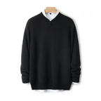 Rupert - Men's Wool Sweater with Knot-Button Collar