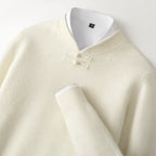 Rupert - Men's Wool Sweater with Knot-Button Collar