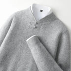 Rupert - Men's Wool Sweater with Knot-Button Collar