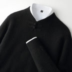 Rupert - Men's Wool Sweater with Knot-Button Collar