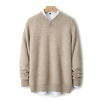 Rupert - Men's Wool Sweater with Knot-Button Collar