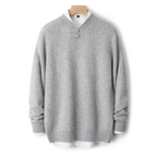 Rupert - Men's Wool Sweater with Knot-Button Collar
