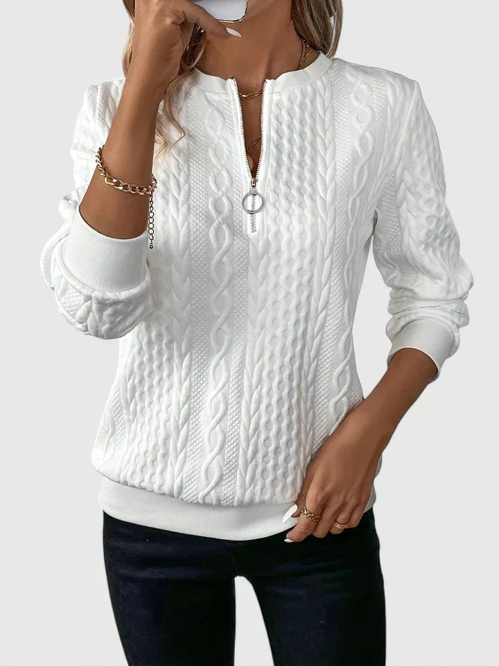 Samara - Women's Cable Knit Half-Zip Sweater