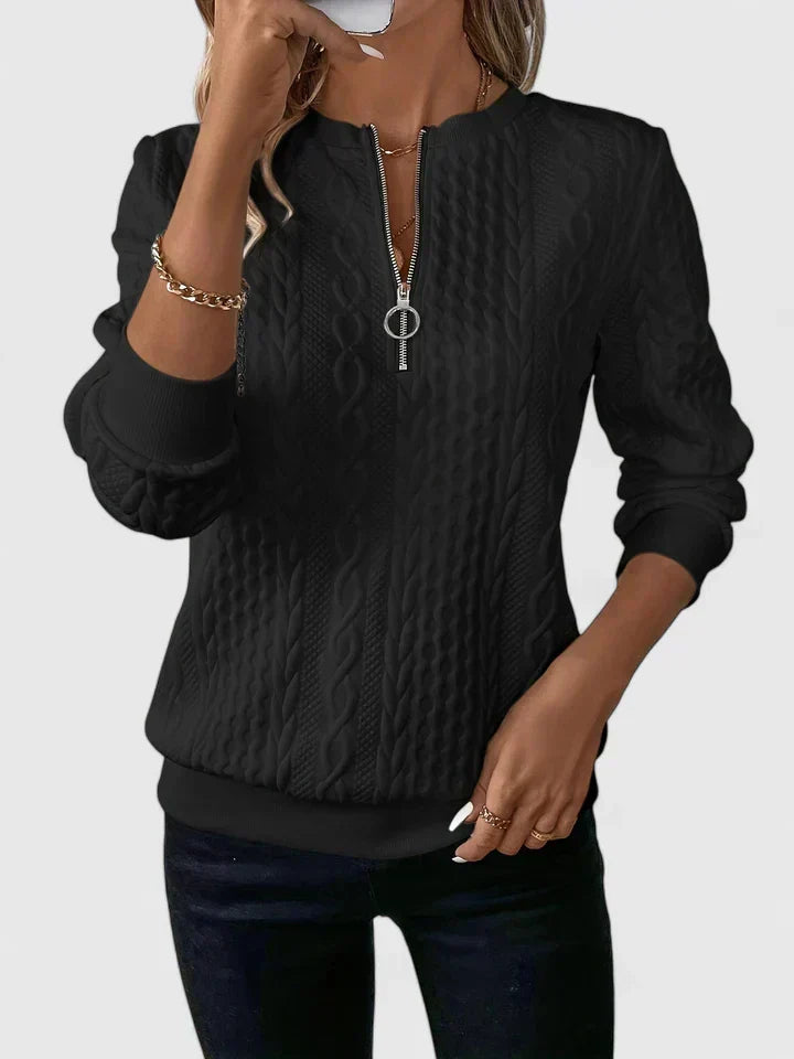 Samara - Women's Cable Knit Half-Zip Sweater