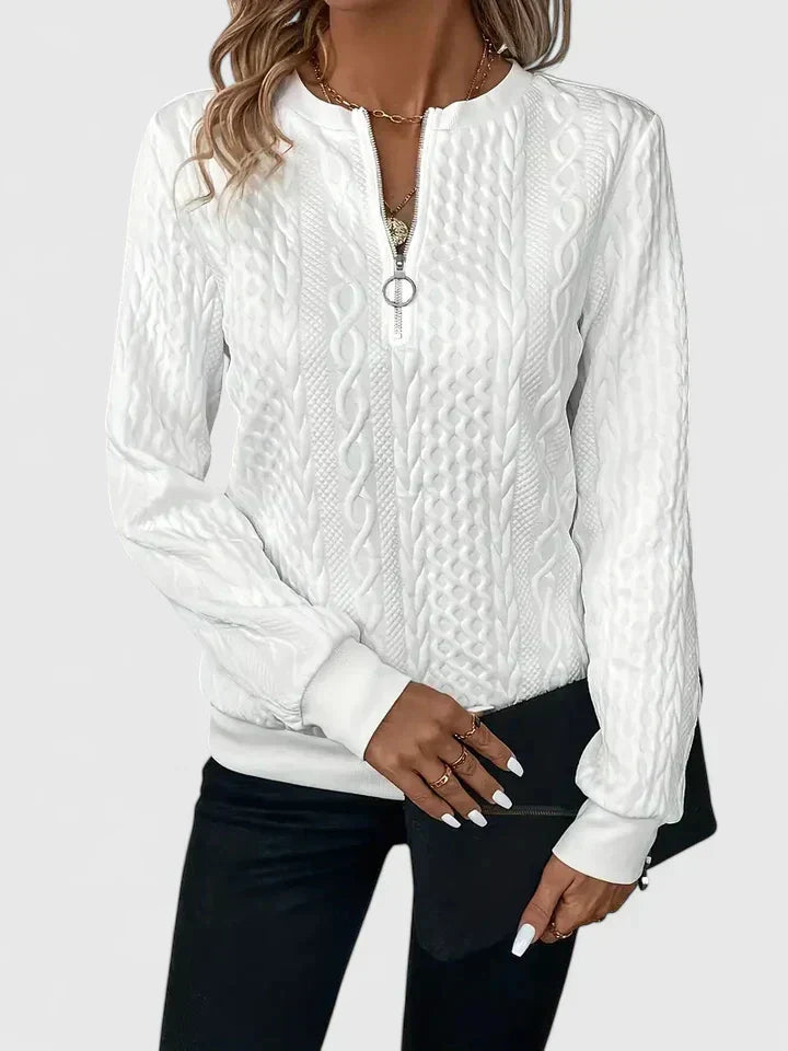 Samara - Women's Cable Knit Half-Zip Sweater
