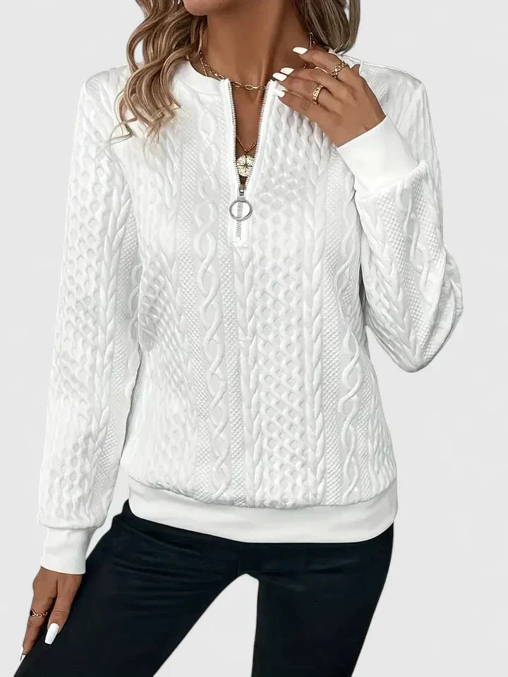 Samara - Women's Cable Knit Half-Zip Sweater