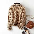 Savannah - Women's Cropped Houndstooth Double-Breasted Jacket