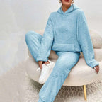 Shaira - Women's Textured Hoodie and Tapered Lounge Pants Set