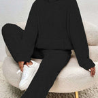Shaira - Women's Textured Hoodie and Tapered Lounge Pants Set