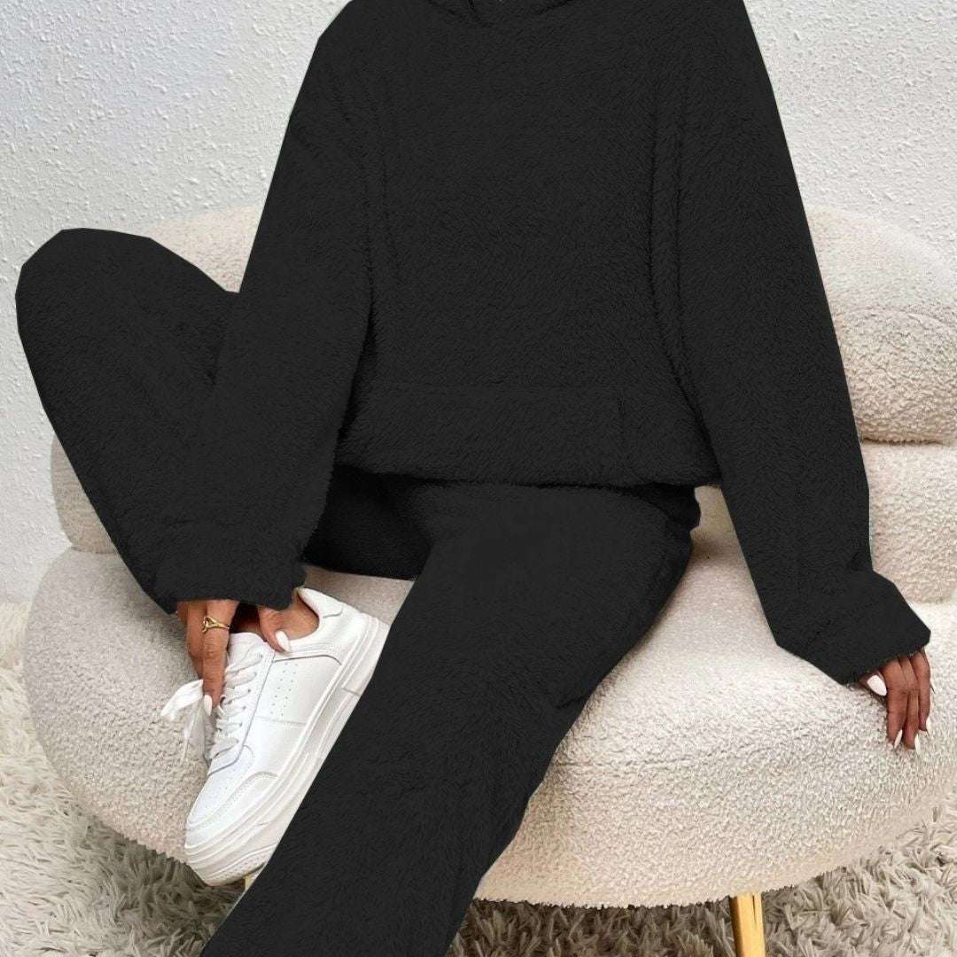 Shaira - Women's Textured Hoodie and Tapered Lounge Pants Set